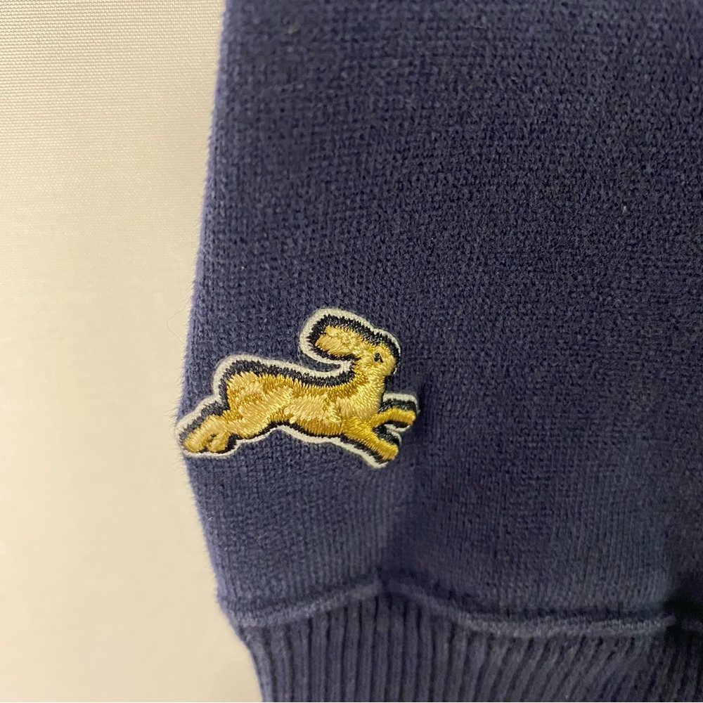 Tracksmith Navy Crewneck Sweater with Orange Detail - Picture 3 of 4